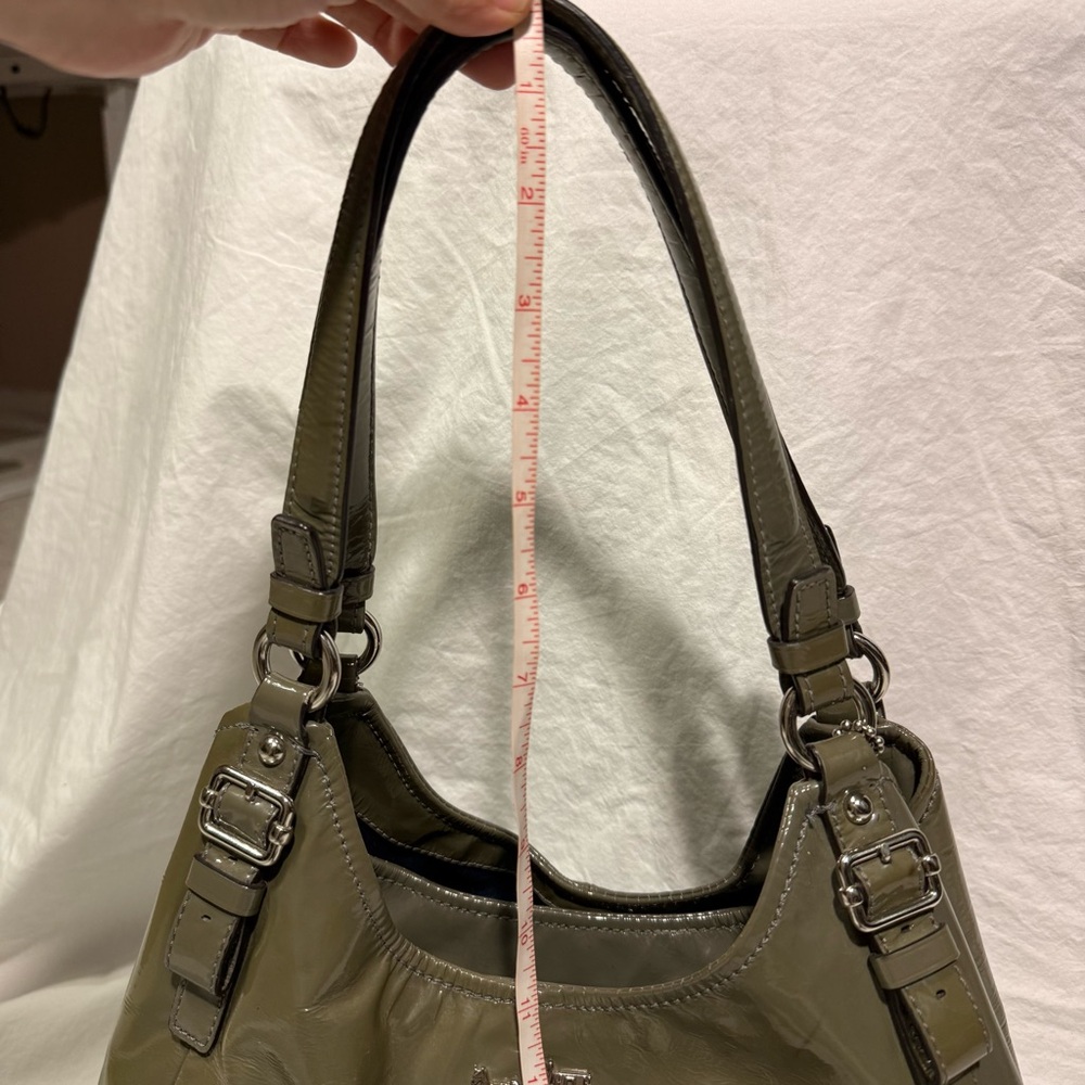 Coach Madison Maggie Sage Green Patent Leather Shoulder Hobo Bag Silver Hardware - Picture 11 of 14